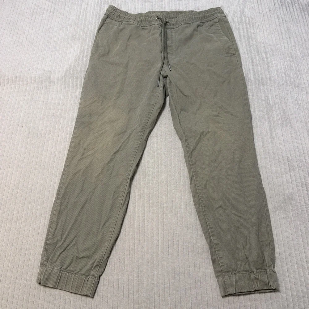 Banana Republic Jogger Pants Mens 34x27 Green Aiden Fit Drawstring Twill Cuffed